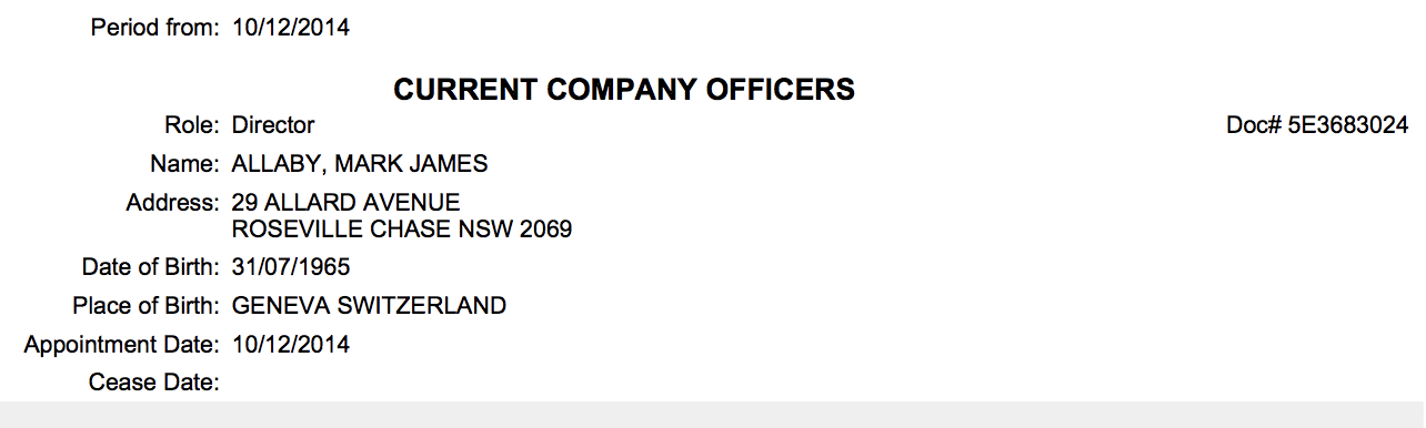 20180531 Mark Allaby LMI Director ASIC Register